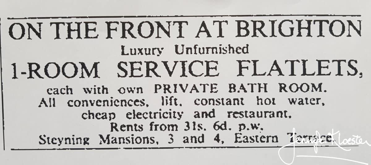 1941 Advertsiement For Steyning Mansions