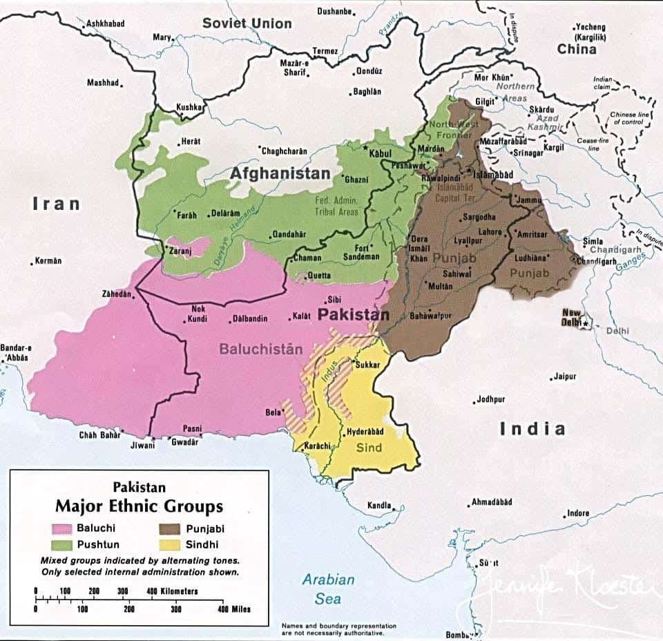 major ethnic groups of pakistan in 1980 borders removed by u.s. central intelligence agency based off of original byː the university of texas at austin