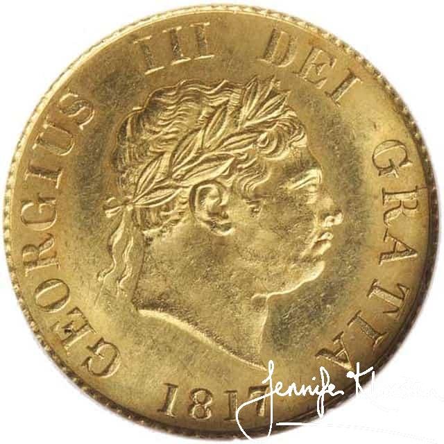obverse george iii new coinage half sovereign 1817 s3786. nearly uncirculated