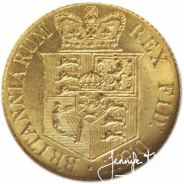reverse george iii new coinage half sovereign 1817 s3786. nearly uncirculated